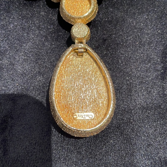 Christian Dior Lapis Lazuli Glass Cabochon Necklace and set  Earrings 80’s RARE - Picture 10 of 13